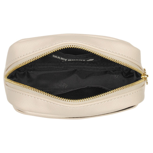 Mary Quant Simple embossed daisy mini pouch, Beige, H10.5×W14×D5cm