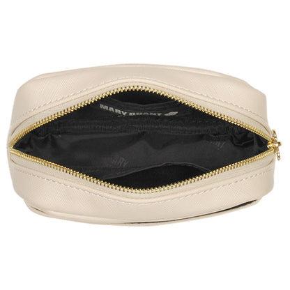 Mary Quant Simple embossed daisy mini pouch, Beige, H10.5×W14×D5cm