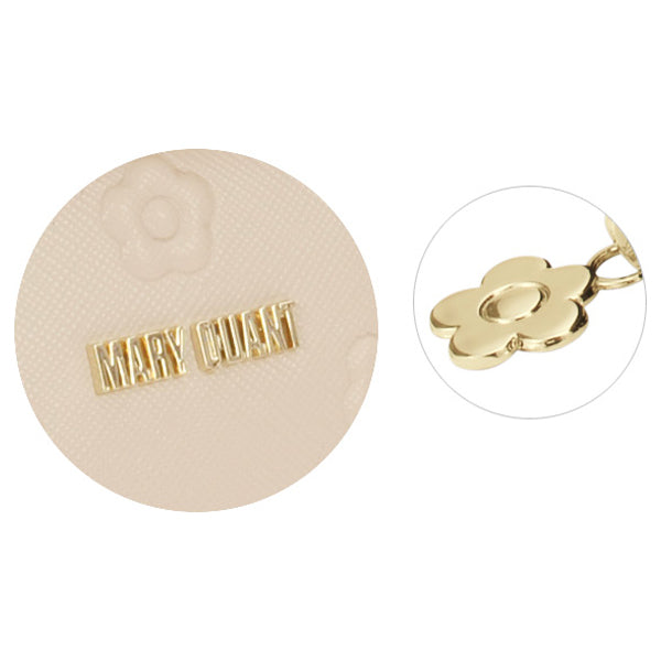 Mary Quant Simple embossed daisy mini pouch, Beige, H10.5×W14×D5cm