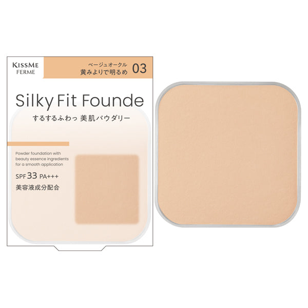 KISSME FERME Silky Fit Foundation, Refill, 03 Beige Ocher, 8.8g