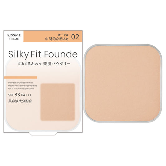 KISSME FERME Silky Fit Foundation, Refill, 02 Ocher, 8.8g