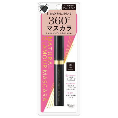 KISSME FERME Natural Glamour Mascara, 01 Jet Black, 4.5g