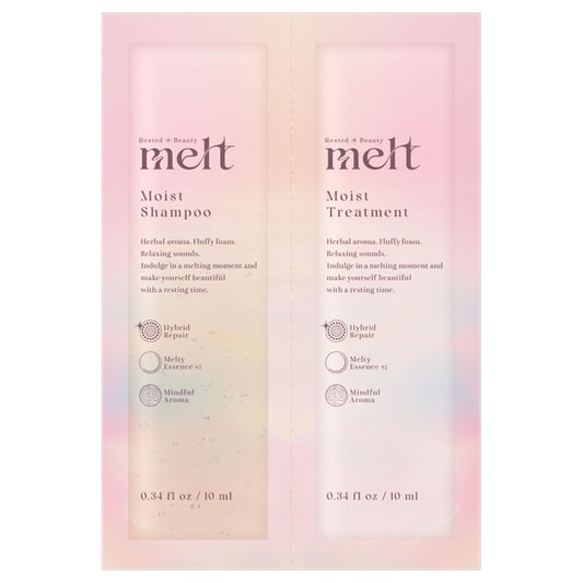melt Moist Shampoo & Treatment Pillow Set, 10ml ×2 (Geranium & Lily of the Valley)