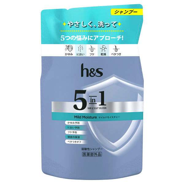 h&s 5-in-1 Mild Moisture Shampoo Refill (Floral Breeze), 290g