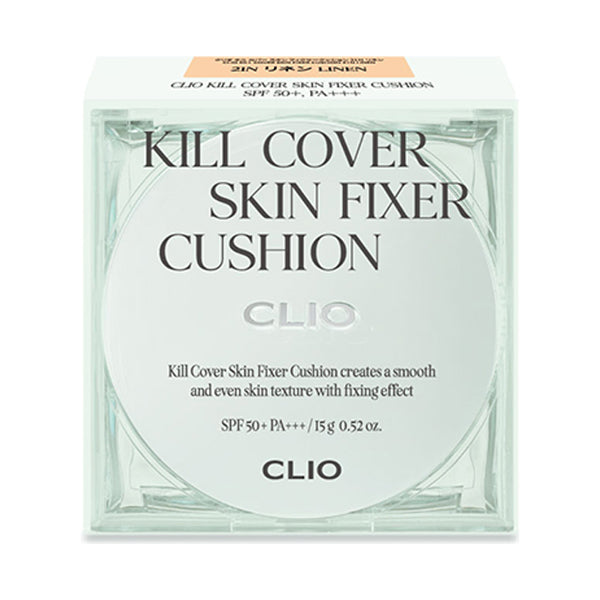 CLIO Kill Cover Skin Fixer Cushion, SPF50+ PA+++, 21N Linen, 15g