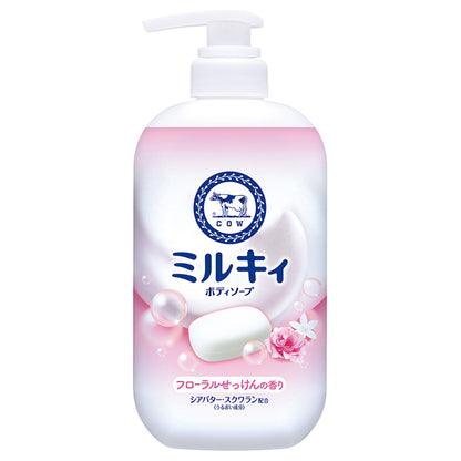 COW Milky Body Soap, Bottle (with pump), 500ml, Floral Soap Scent