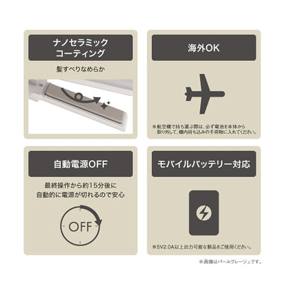 TESCOM USB Mobile Hair Iron TS310A-H (Metallic Gray)