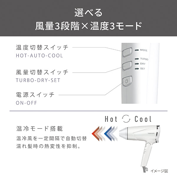 TESCOM Protect Ion Hair Dryer TD670A-W (White)