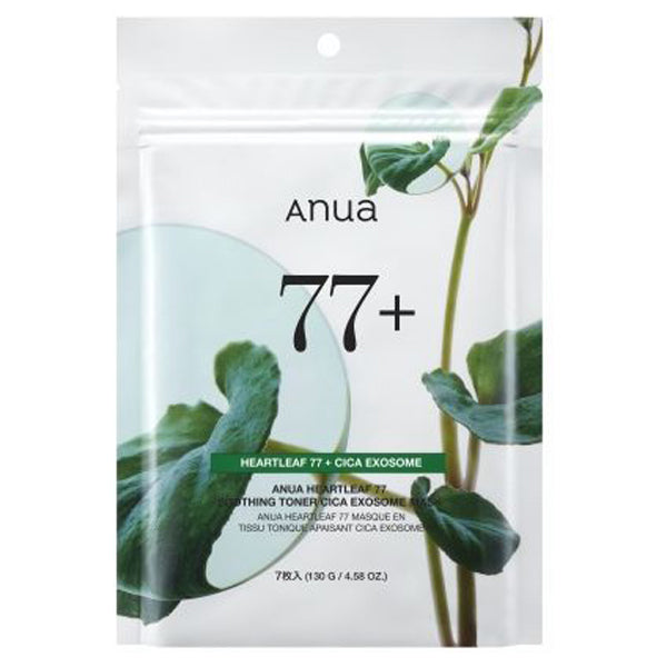 HEARTLEAF 77 SOOTHING TONER CICA EXOSOME MASK, 7 sheets, Refreshing