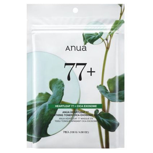 HEARTLEAF 77 SOOTHING TONER CICA EXOSOME MASK, 7 sheets, Refreshing
