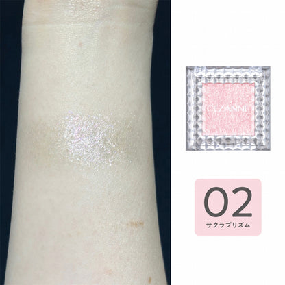 CEZANNE Single Shiny Eyeshadow, 02 Sakura Prism, 1.6g