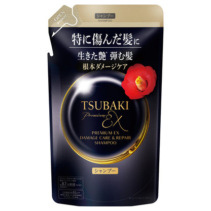 TSUBAKI Premium EX Damage Care & Repair Shampoo, Refill, 300ml, Smooths hair to the ends, Soothing floral camellia scent