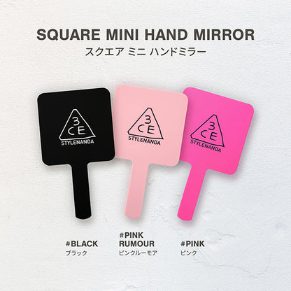 3CE 3CE Square Mini Hand Mirror, Pink Rumour, 90mm x 160mm