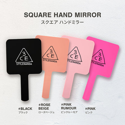 3CE Square Hand Mirror, Pink Rumor, 120mm x 217mm