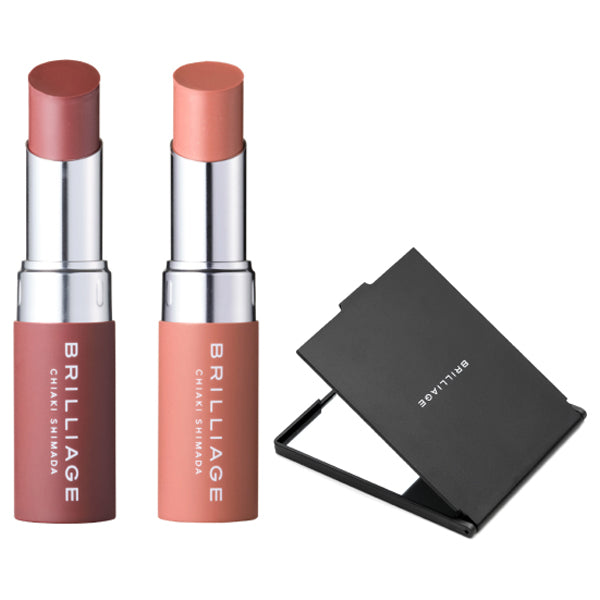 Plumper Lip 2 + Mirror Set, Mocha Brown & Peach Coral, 4g + 4g