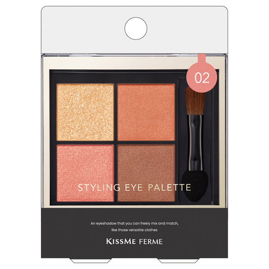 KISSME FERME Styling Eye Palette, 02 Apricot Bijou, 4.8g
