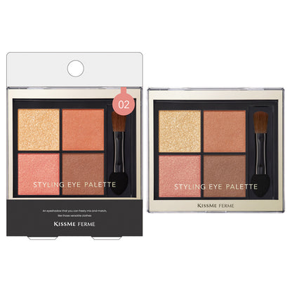 KISSME FERME Styling Eye Palette, 02 Apricot Bijou, 4.8g