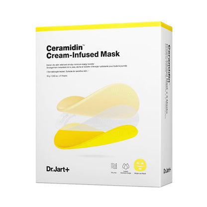 Dr.Jart+ Ceramidin Cream Infused Mask, Upper Face, Lower Face (1 mask each x 5 bags)