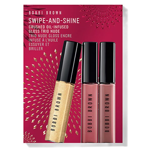 BOBBI BROWN Swipe and Shine Crushed Oil Infused Gloss Trio, Nude, 4ml x 3