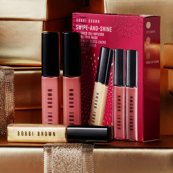 BOBBI BROWN Swipe and Shine Crushed Oil Infused Gloss Trio, Nude, 4ml x 3