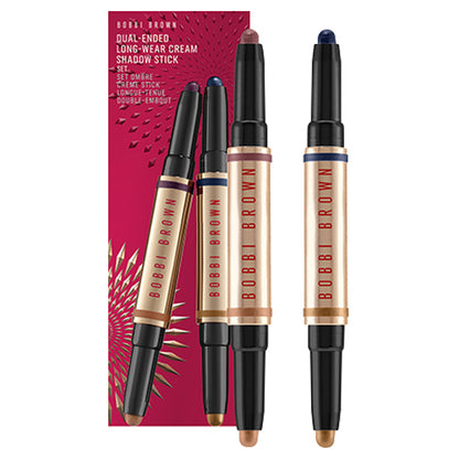BOBBI BROWN Long-Wear Dual-Ended Cream Shadow Stick Set, Taupe,Electric Plum Soft Bronze,Midnight, 1.6g x 2