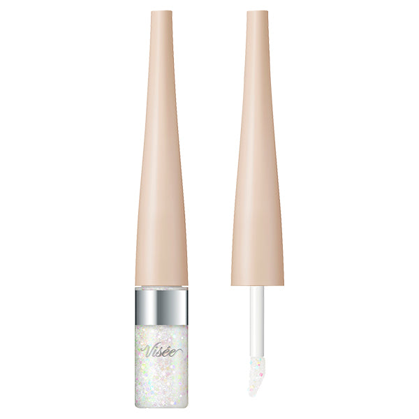 VISEE 3D Glitter Eye Liquid, WT-1 White Jemmy, 3.3ml, Fragrance-free