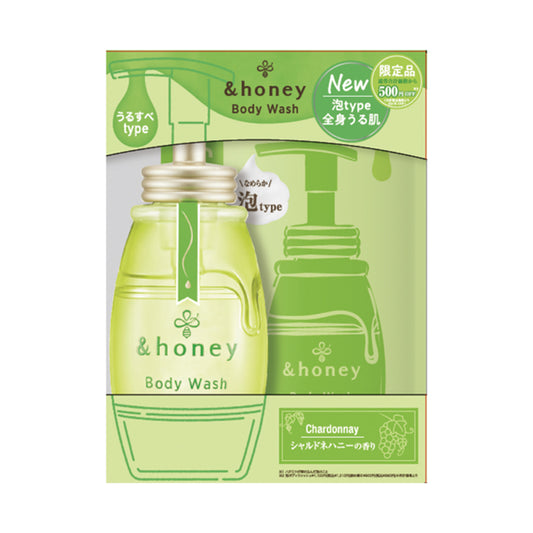&honey Pure Moist Foaming Body Wash Limited Set, 500ml+440ml (Chardonnay Honey)