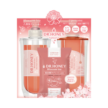 DR.HONEY Blossom Tea Moist Repair Pair Set, 340ml + 340g + 50g