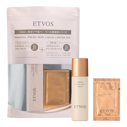 ETVOS Mineral Fresh Skin Liquid Limited Kit, Light, 30ml, 1ml x 3 packets, 1ml x 3 packets