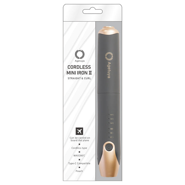 Rone Japan Agetsuya Cordless Mini Iron II Straight & Curl (Gray)