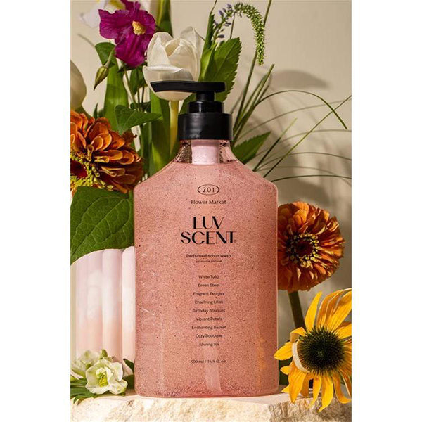 LUV SCENT Scrub Body Wash Flower Market, 500ml (White Tulip)