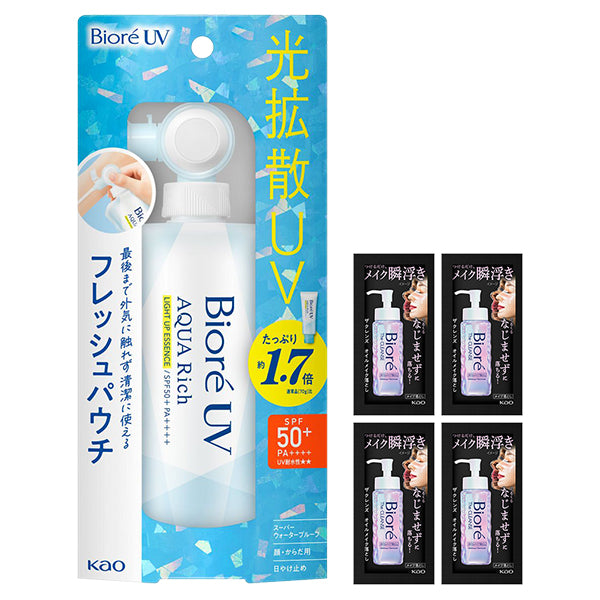 Biore Aqua Rich Light Up Essence Fresh Pouch Set SPF50+ PA++++, 120g