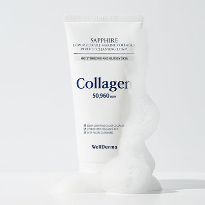 Wellderma Sapphire Low Molecular Marine Collagen Facial Cleansing Foam, 150g