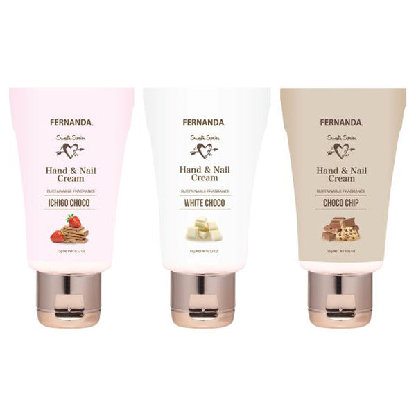 FERNANDA Hand & Nail Cream Set Chocolate, 15g×3 (Strawberry Chocolate, White Chocolate, Choco Chip)