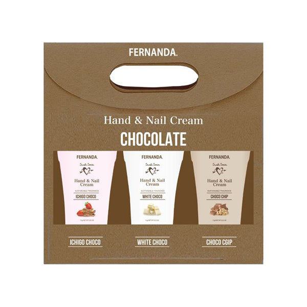 FERNANDA Hand & Nail Cream Set Chocolate, 15g×3 (Strawberry Chocolate, White Chocolate, Choco Chip)
