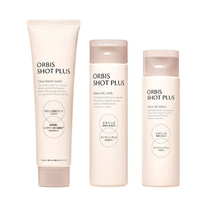 ORBIS Shot Plus Skin Care 3 Step Set, 100g, 150ml, 80ml, Moisturizing, Fragrance-free