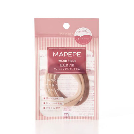 maPEPE Washable Ring Hair Elastic (Cheek Tone), 3 Pack