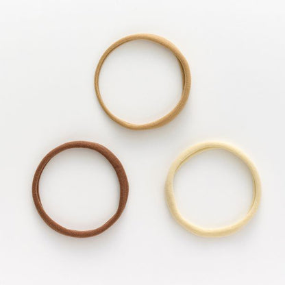maPEPE Washable Ring Hair Elastic (Beige Tone), 3 Pack