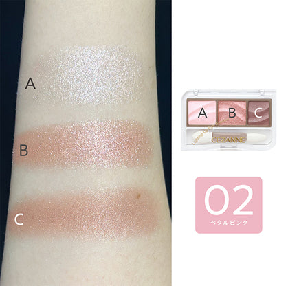 CEZANNE Lighting Up Eyeshadow, 02 Petal Pink, 1.7g