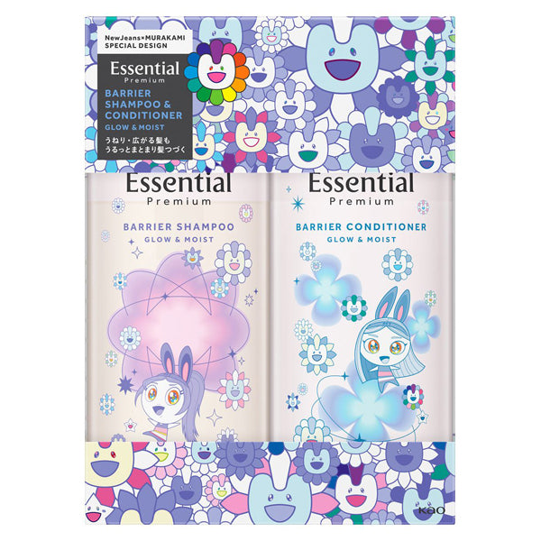 Essential Premium Barrier Glow & Moist Pump Set, Takashi Murakami design, 450ml, 450ml, Floral Luxe scent