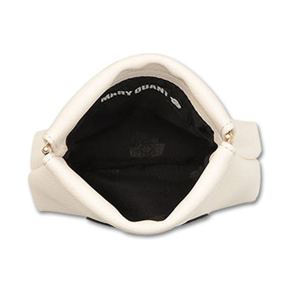 Mary Quant Enamel Icon Daisy Patch Spring Clip Pouch, Ivory, H11.5 x W11.5 x D4cm