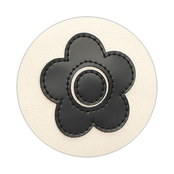 Mary Quant Enamel Icon Daisy Patch Spring Clip Pouch, Ivory, H11.5 x W11.5 x D4cm