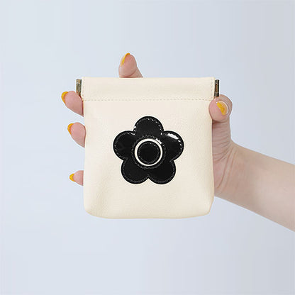 Mary Quant Enamel Icon Daisy Patch Spring Clip Pouch, Ivory, H11.5 x W11.5 x D4cm