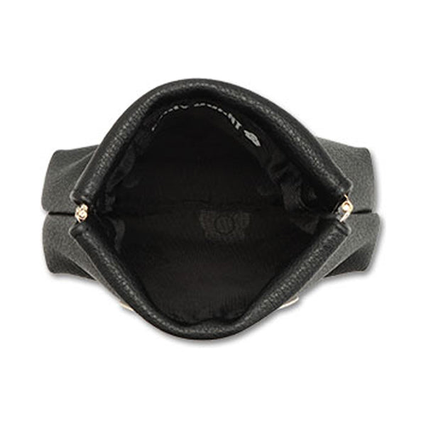 Mary Quant Enamel Icon Daisy Patch Spring Clip Pouch, Black, H11.5 x W11.5 x D4cm