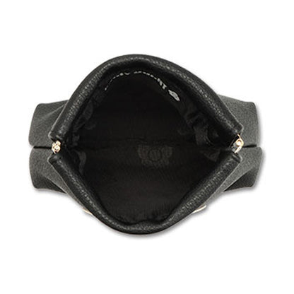 Mary Quant Enamel Icon Daisy Patch Spring Clip Pouch, Black, H11.5 x W11.5 x D4cm