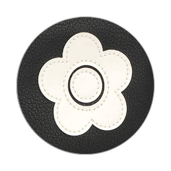 Mary Quant Enamel Icon Daisy Patch Spring Clip Pouch, Black, H11.5 x W11.5 x D4cm
