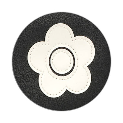 Mary Quant Enamel Icon Daisy Patch Spring Clip Pouch, Black, H11.5 x W11.5 x D4cm