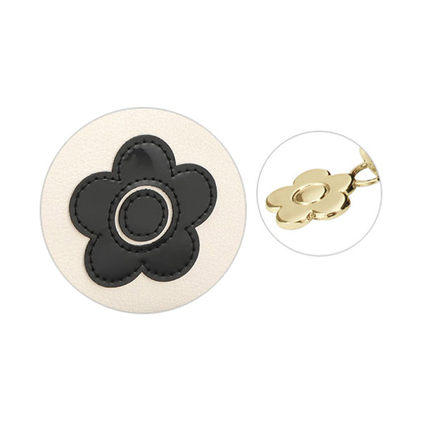 Mary Quant Enamel Icon Daisy Patch Minimal Pouch, Ivory, H10.5 x W14 x D5cm