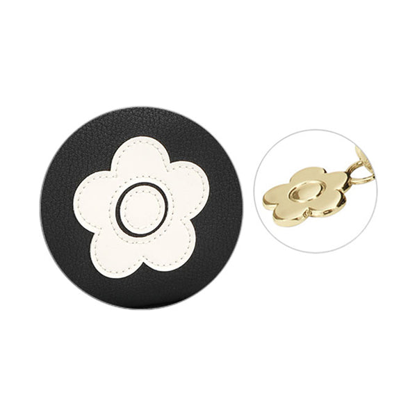 Mary Quant Enamel Icon Daisy Patch Minimal Pouch, Black, H10.5 x W14 x D5cm