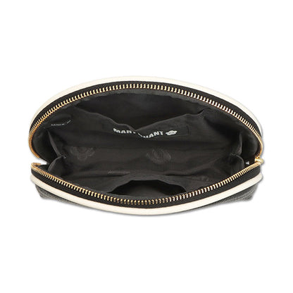 Mary Quant Enamel Icon Daisy Patch Round Pouch, Black, H10.5 x W15.5 x D4.5cm